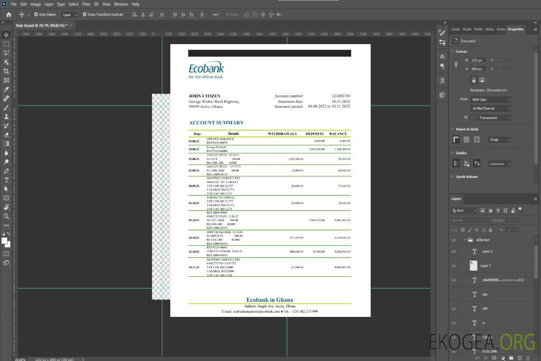 Déclaration d'Ecobank au Ghana template